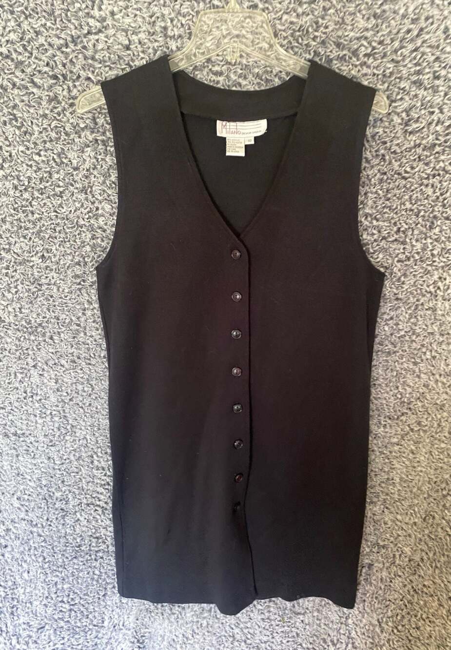 Milano Design Group Black Button-Front Sleeveless Vest Size 10